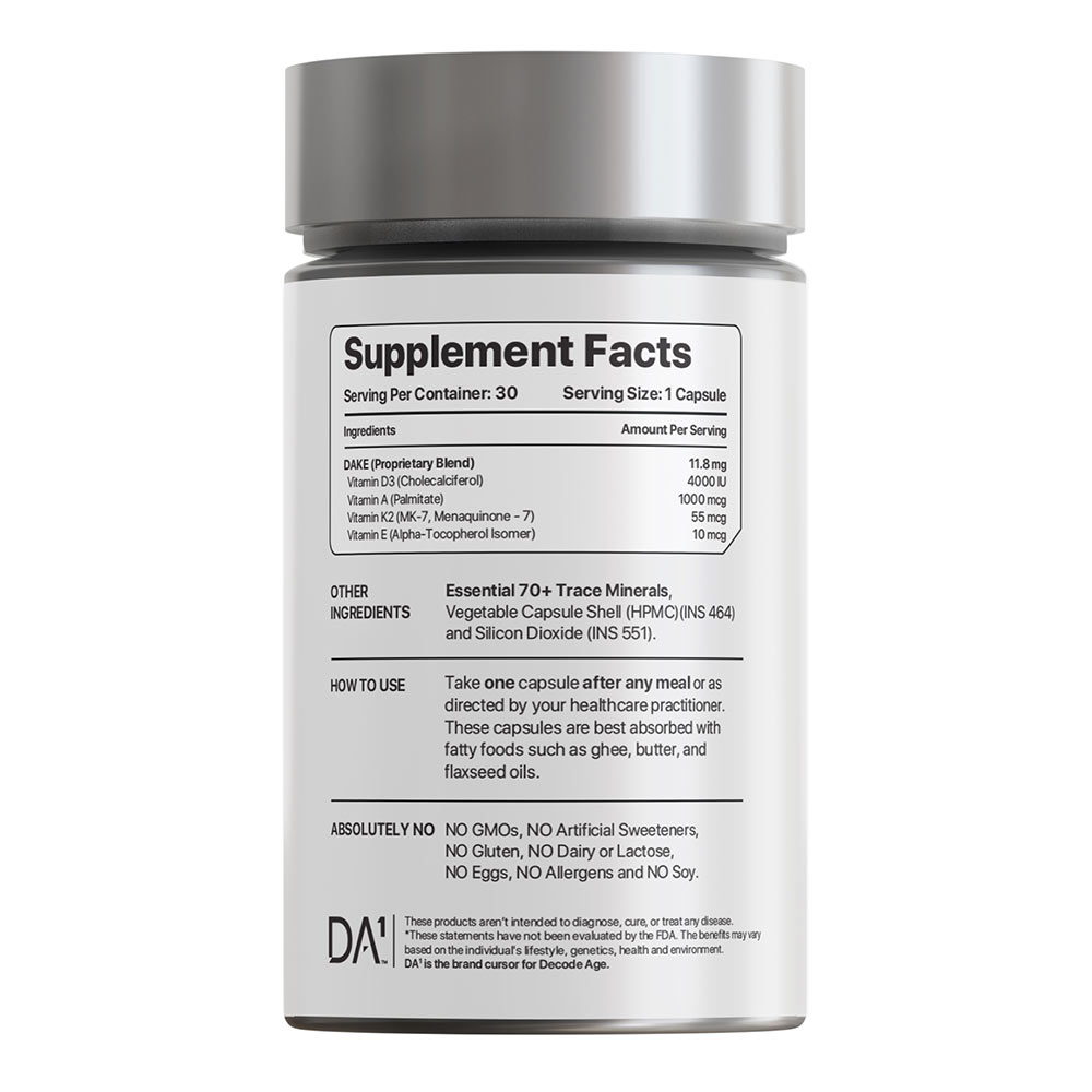 6 - Decode Age DAKE Vitamin D3, K2 (MK-7), A & E,  30 veggie capsule(s) 