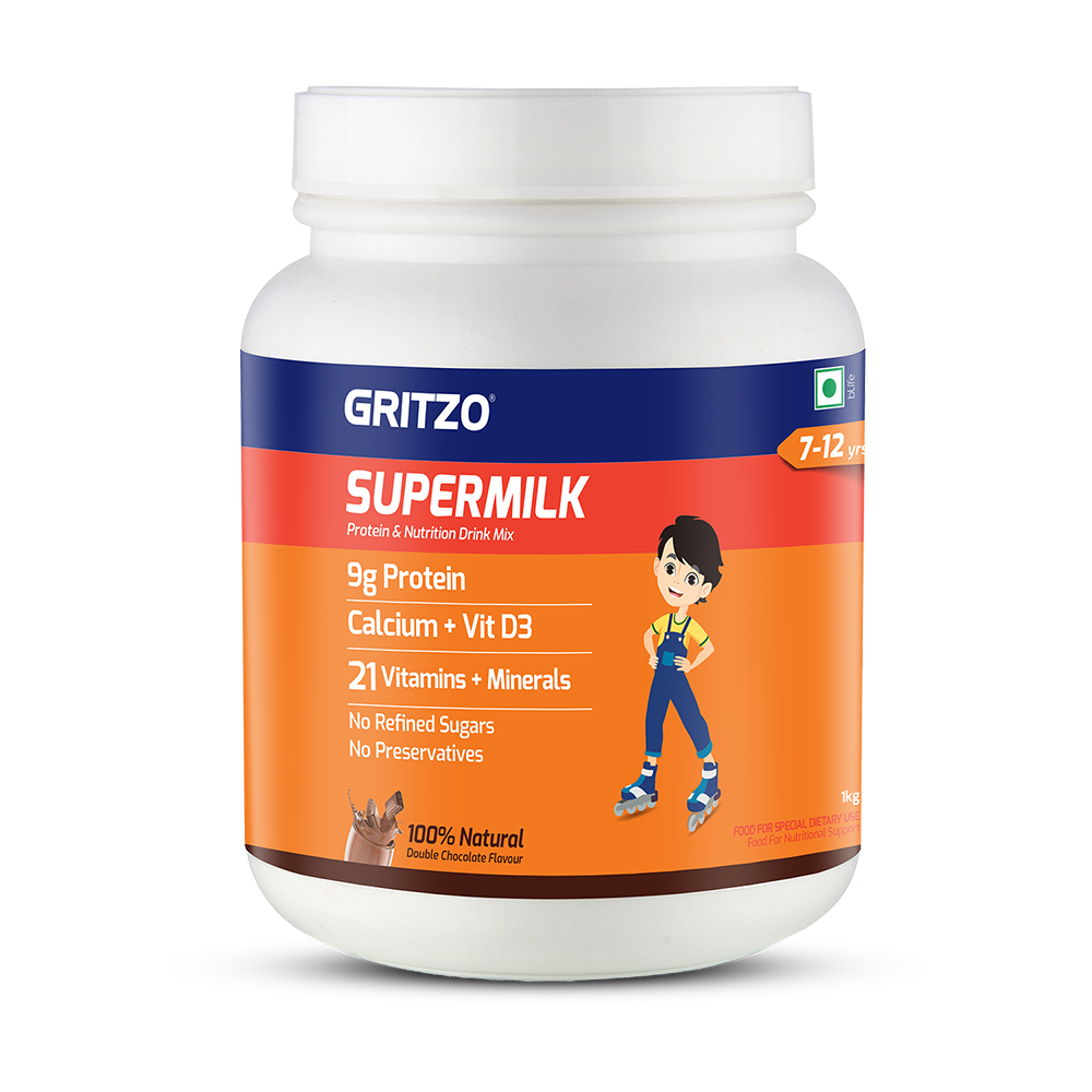 Supermilk Overall Growth for Boy 7 to 12 years,  1 kg  Double Chocolate  7-12 Yrs  Boy  Overall Growth 