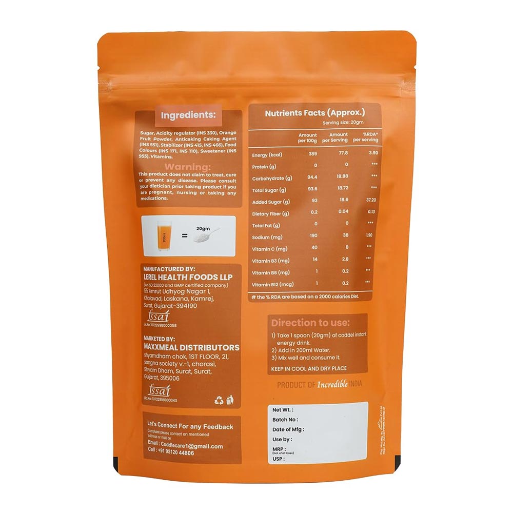 2 - Coddle Instant Energy Drink,  900 g  Orange 