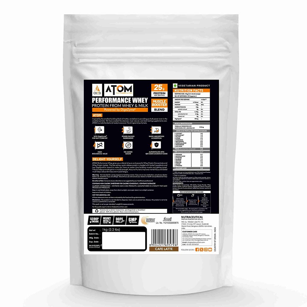 1 - AS-IT-IS Nutrition ATOM Performance Whey,  2.2 lb  Cafe Latte 