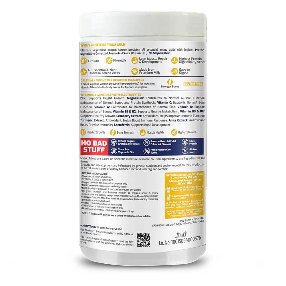 9 - Supermilk Height+ Unsweetened 13+ y Boys Personalized Protein and Nutrition Drink Mix,  400 g  Creamy Vanilla