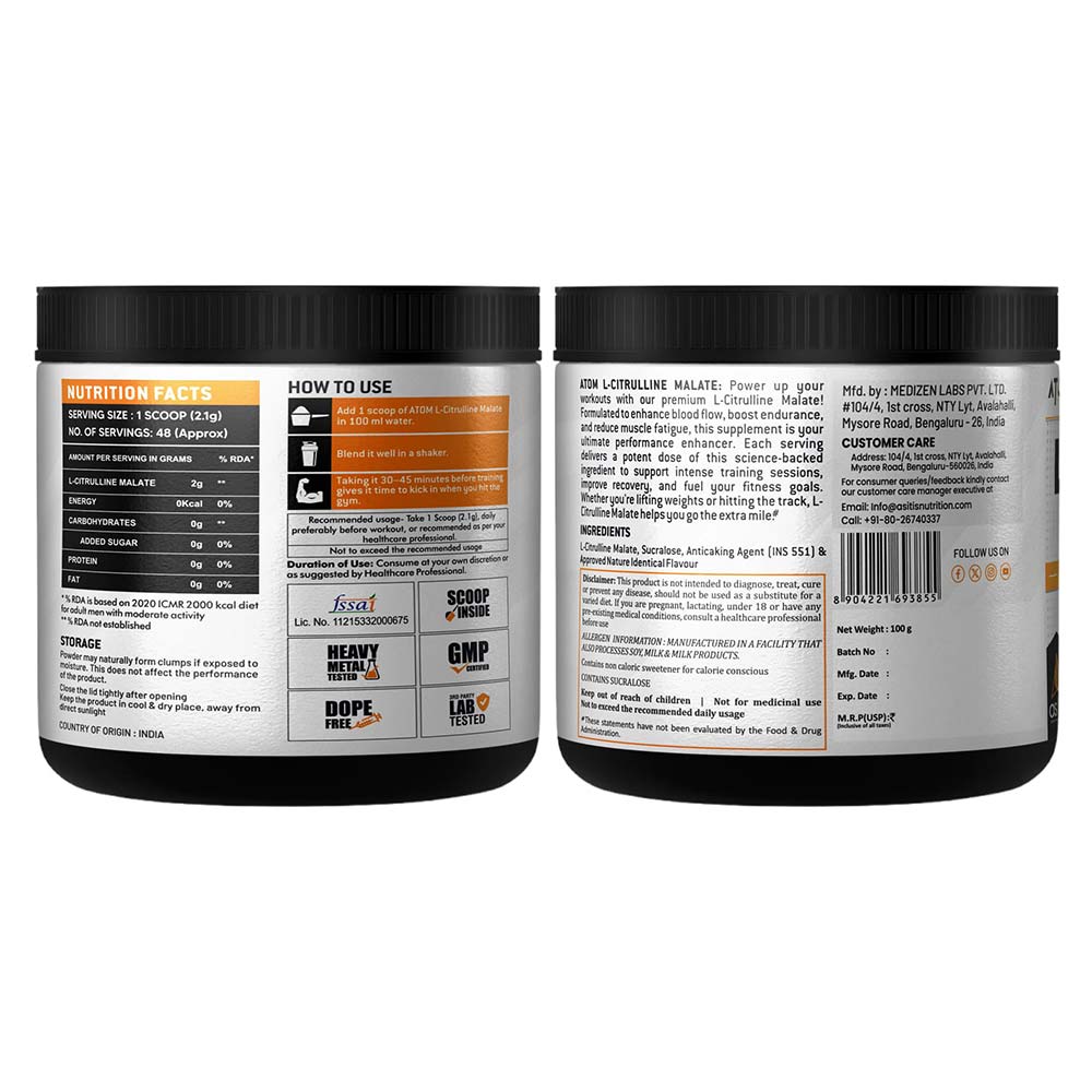 7 - AS-IT-IS Nutrition ATOM L-Citrulline Malate,  0.22 lb  Kiwi 