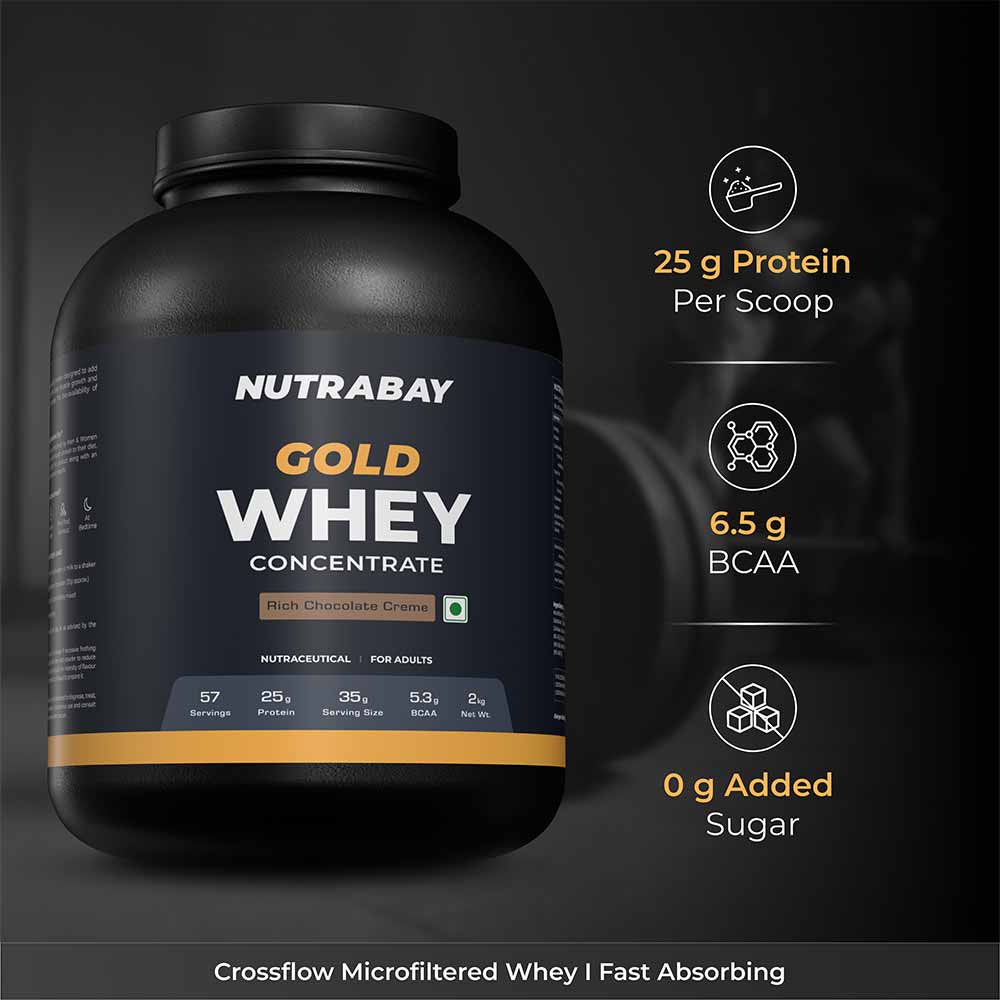 6 - Nutrabay Gold Concentrate Whey Protein,  4.4 lb  Rich Chocolate Creme 