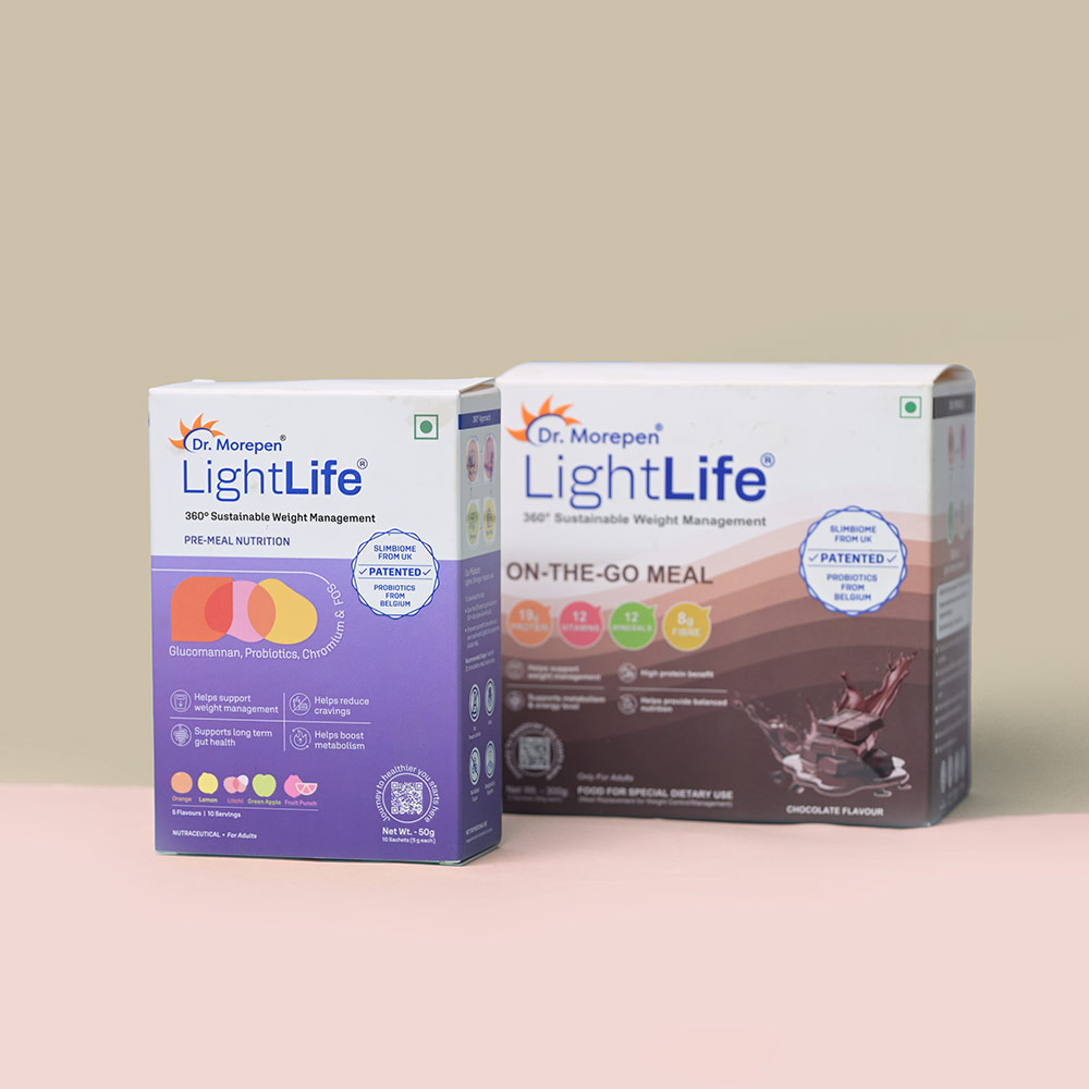 1 - Dr. Morepen LightLife Pre-Meal Nutrition 10 Sachets Pack Assorted & On-The-Go Meal Combo,  5 sachets/pack  Chocolate 