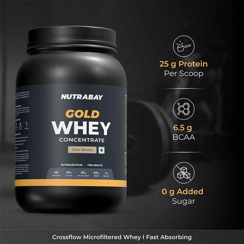 4 - Nutrabay Gold Concentrate Whey Protein,  2.2 lb  Cafe Mocha 