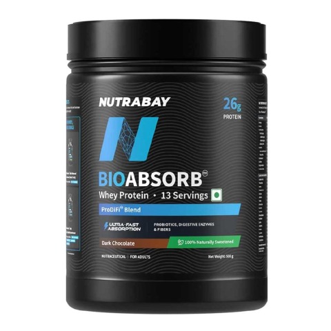 1 - Nutrabay BioAbsorb Whey Protein,  1.1 lb  Dark Chocolate 