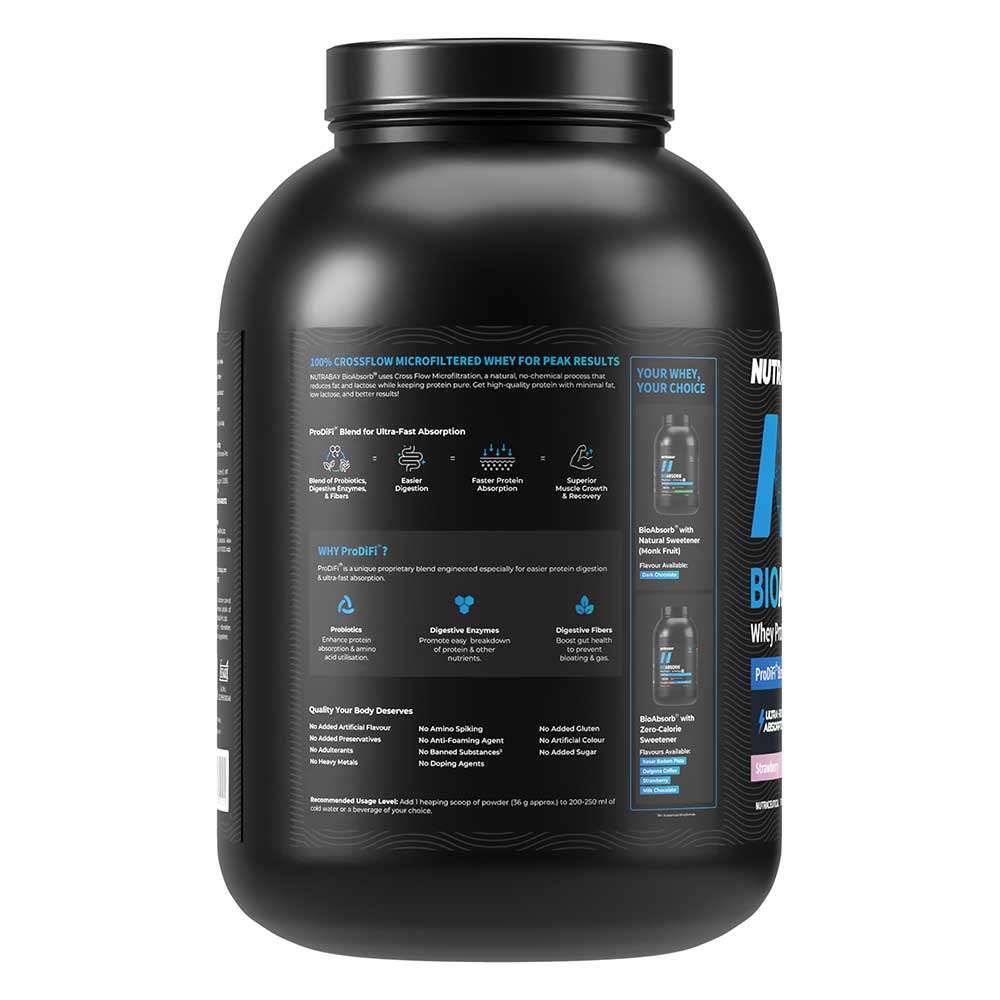 7 - Nutrabay BioAbsorb Whey Protein,  4.4 lb  Strawberry 