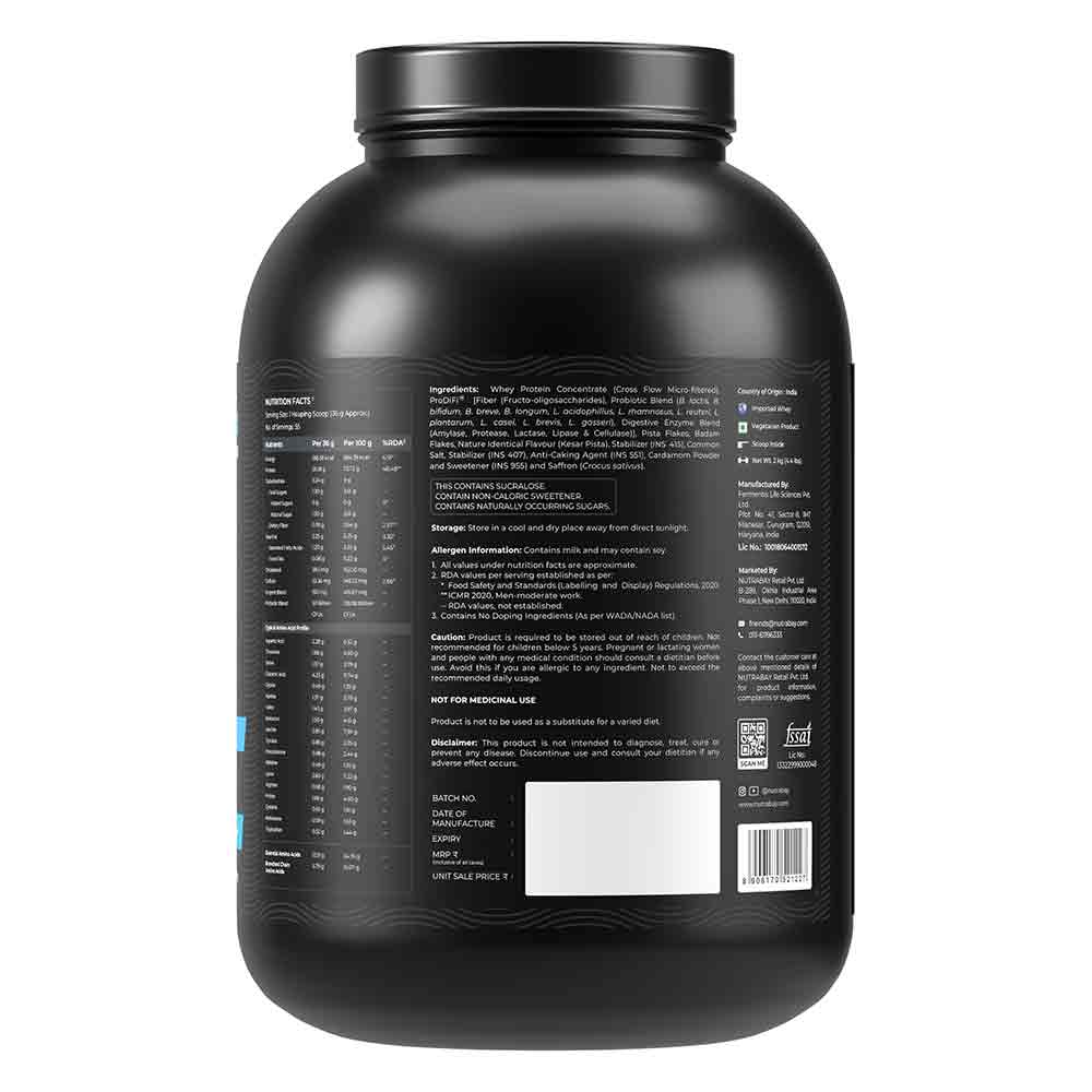 8 - Nutrabay BioAbsorb Whey Protein,  4.4 lb  Kesar Badam Pista 