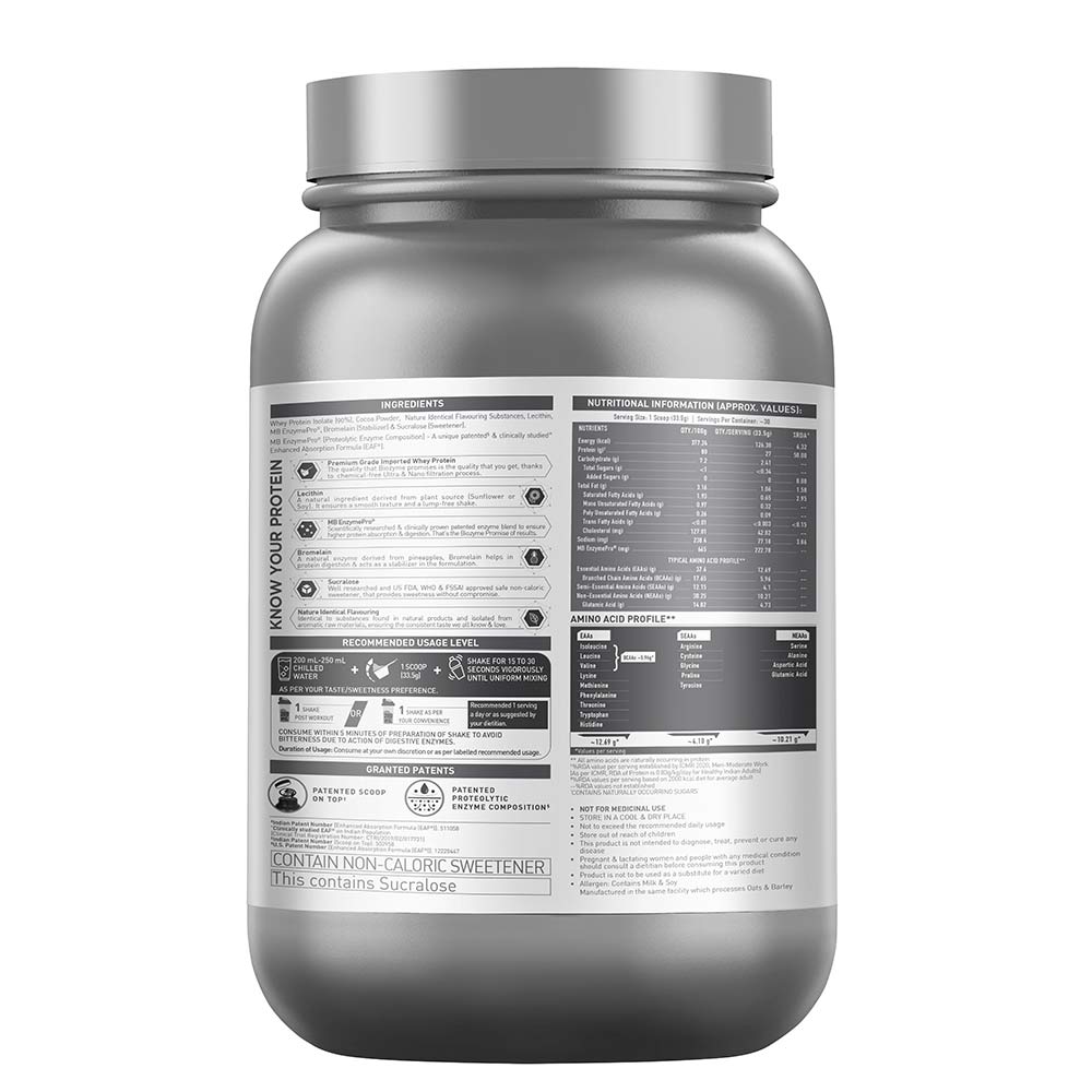4 - MuscleBlaze Biozyme Iso-Zero,  2.2 lb  Low Carb Swiss Chocolate Hazelnut - Low Sweetness 