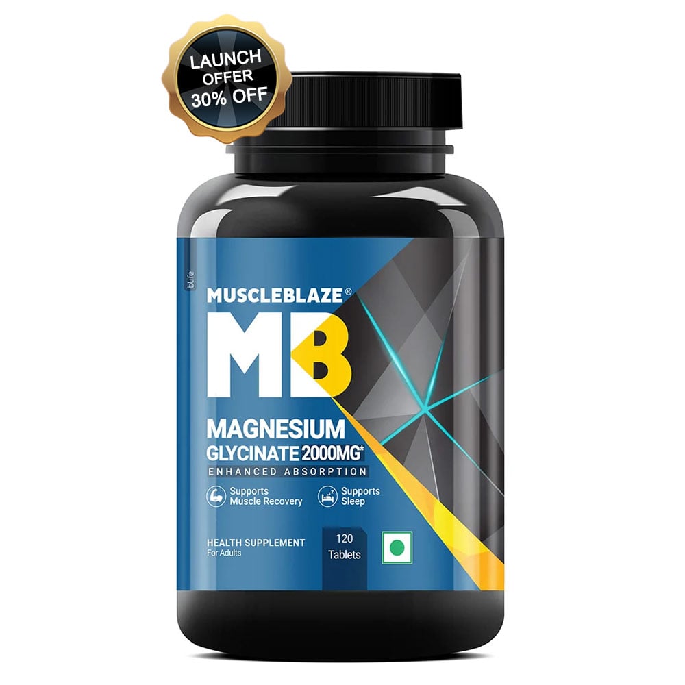MuscleBlaze Magnesium Bisglycinate, Unflavored 120 tablets