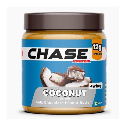 1 - Chase Protein Peanut Butter with Isolate Whey,  400 g  Milk Chocolate with Coconut Shreds 