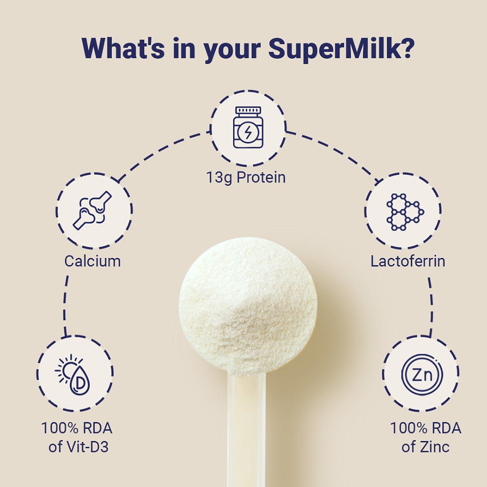 4 - Supermilk Height+ Unsweetened for 13+ Yrs Girl Personalized Protein and Nutrition Drink Mix,  400 g  Creamy Pink Vanilla