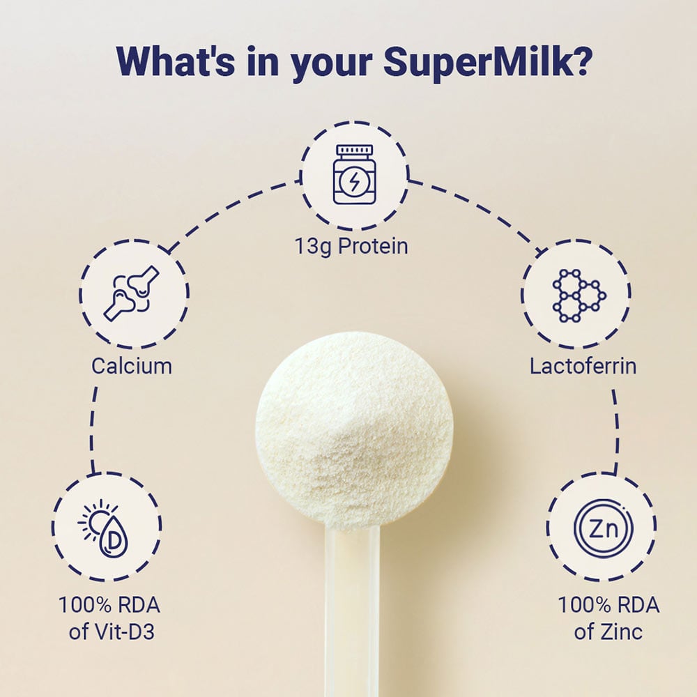 4 - Supermilk Height+ Unsweetened for 13+ Yrs Boy Personalized Protein and Nutrition Drink Mix,  400 g  Creamy Vanilla