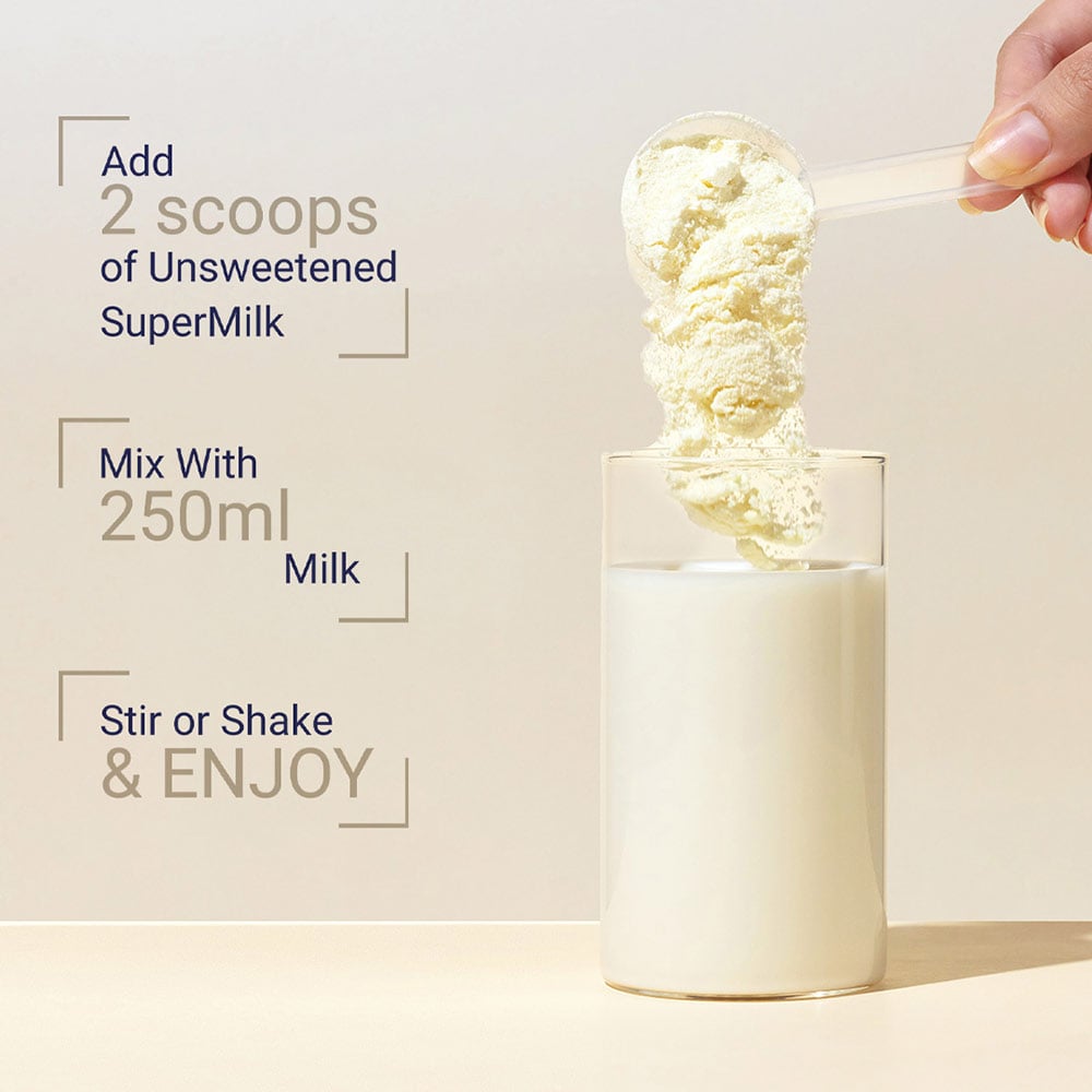 1 - Supermilk Height+ Unsweetened for 7-12 Yrs Girl Personalized Protein and Nutrition Drink Mix,  400 g  Creamy Vanilla