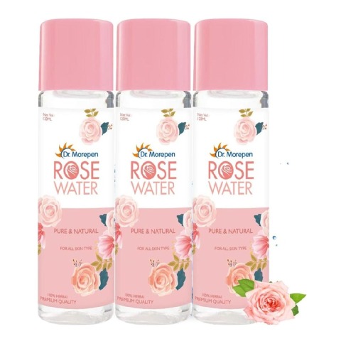 1 - Dr. Morepen Pure & Natural Rose Water,  120 ml  for All Types of Skin (Pack of 3) 