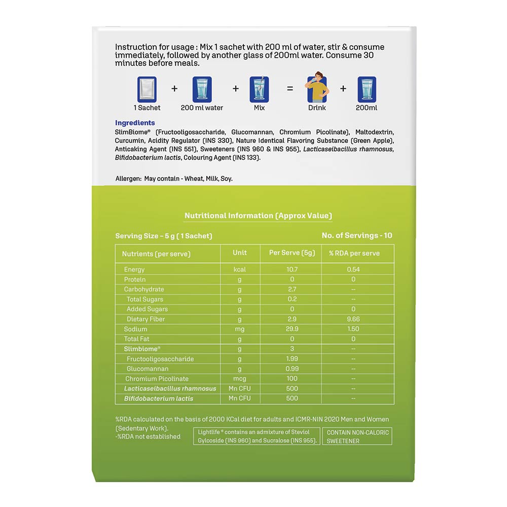 4 - Dr. Morepen LightLife Pre-Meal Nutrition,  10 sachets/pack  Green Apple 