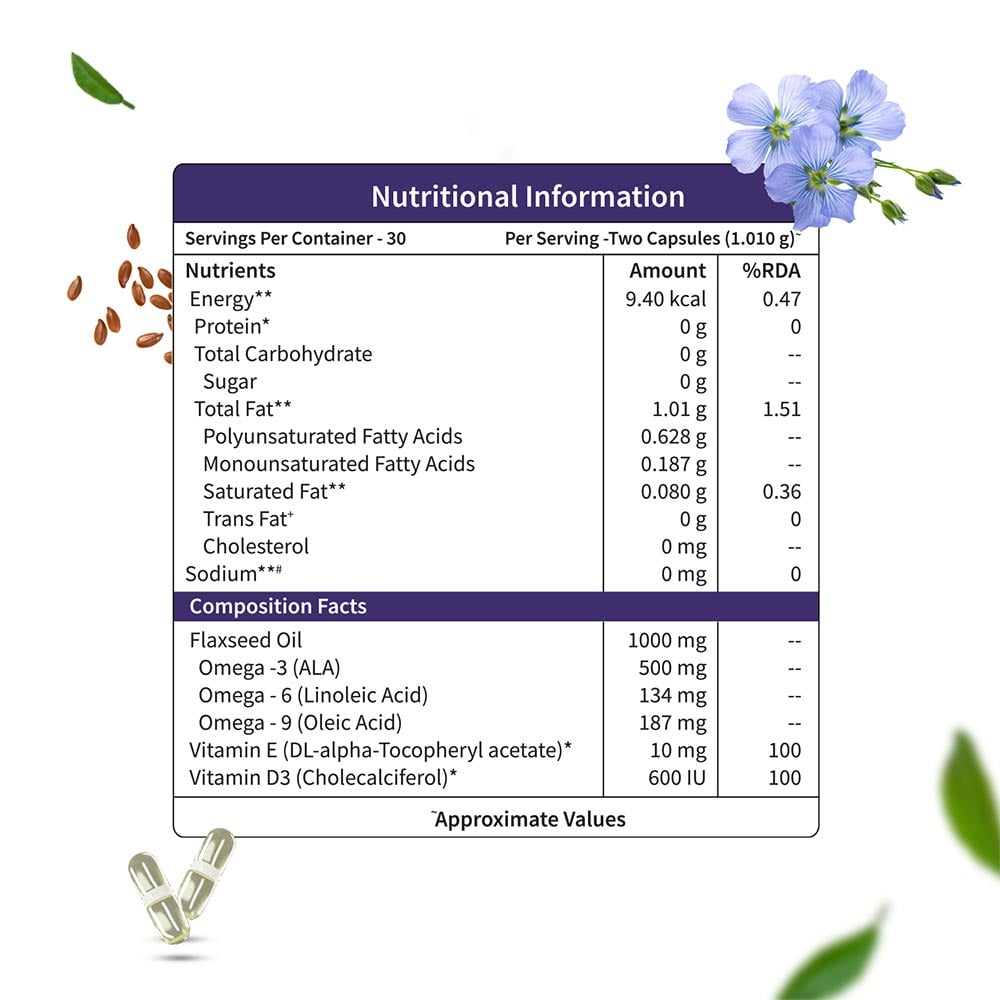 3 - Neuherbs Omega Flaxseed Oil 1000mg with 3-6-9,  60 capsules 