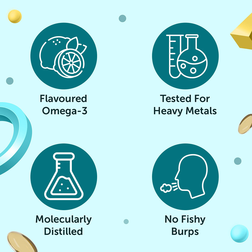 7 - Neuherbs Mini Deep-Sea Fish Oil 1000mg for Heart & Bone Lemon Flavour,  10 softgels 