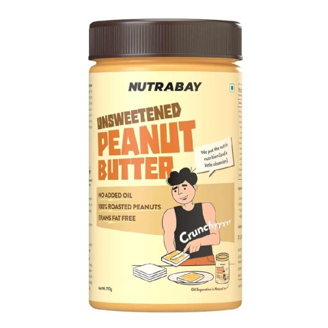 1 - Nutrabay Foods All-Natural Peanut Butter,  750 g  Unsweetened, Crunchy 