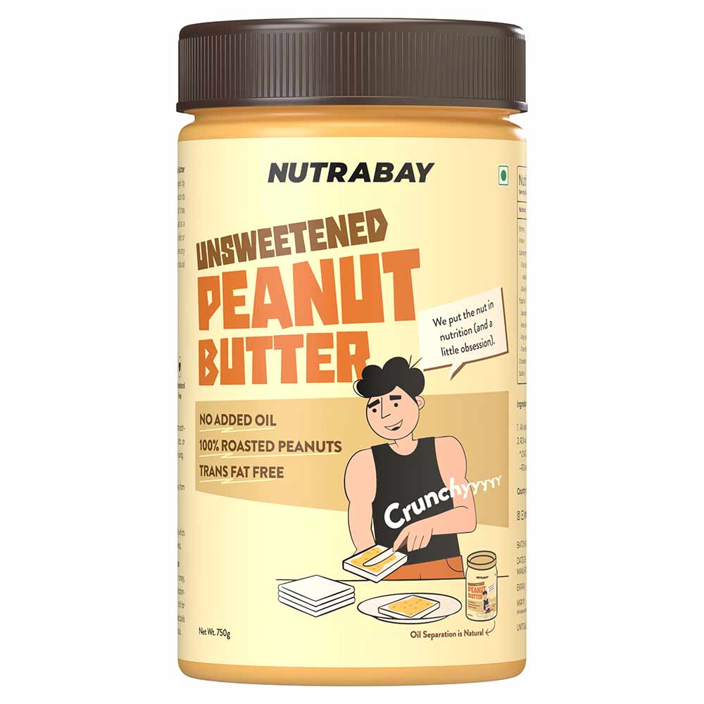 1 - Nutrabay Foods All-Natural Peanut Butter,  750 g  Unsweetened, Crunchy 