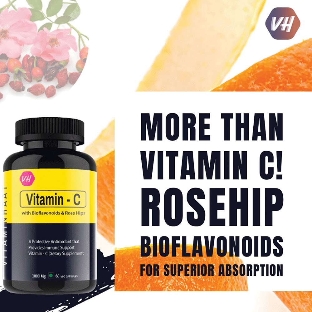4 - Vitaminhaat Vitamin C with Bioflavonoids & Rose Hips,  60 capsules  Unflavoured 
