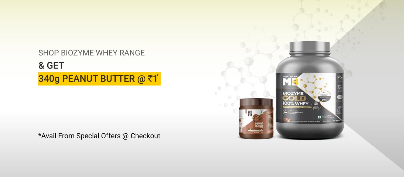 Biozyme Range - Get 340g Peanut Butter @ Rs. 1