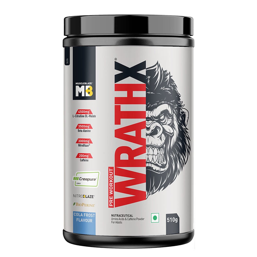 MuscleBlaze Pre Workout WrathX, 1.12 lb Cola Frost