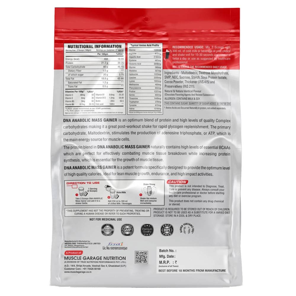2 - Muscle Garage DNA Anabolic Mass Gainer,  10 lb  Chocolate 