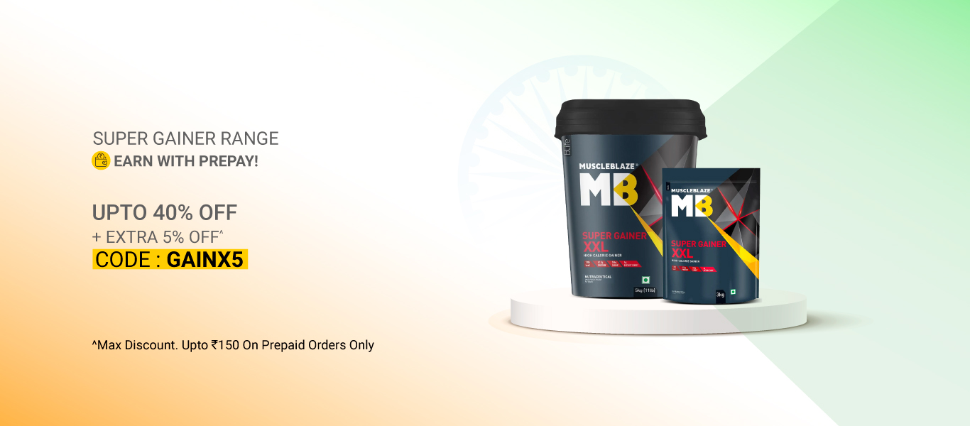 Gainers - Extra 5% Off cap 150 on prepaid orders