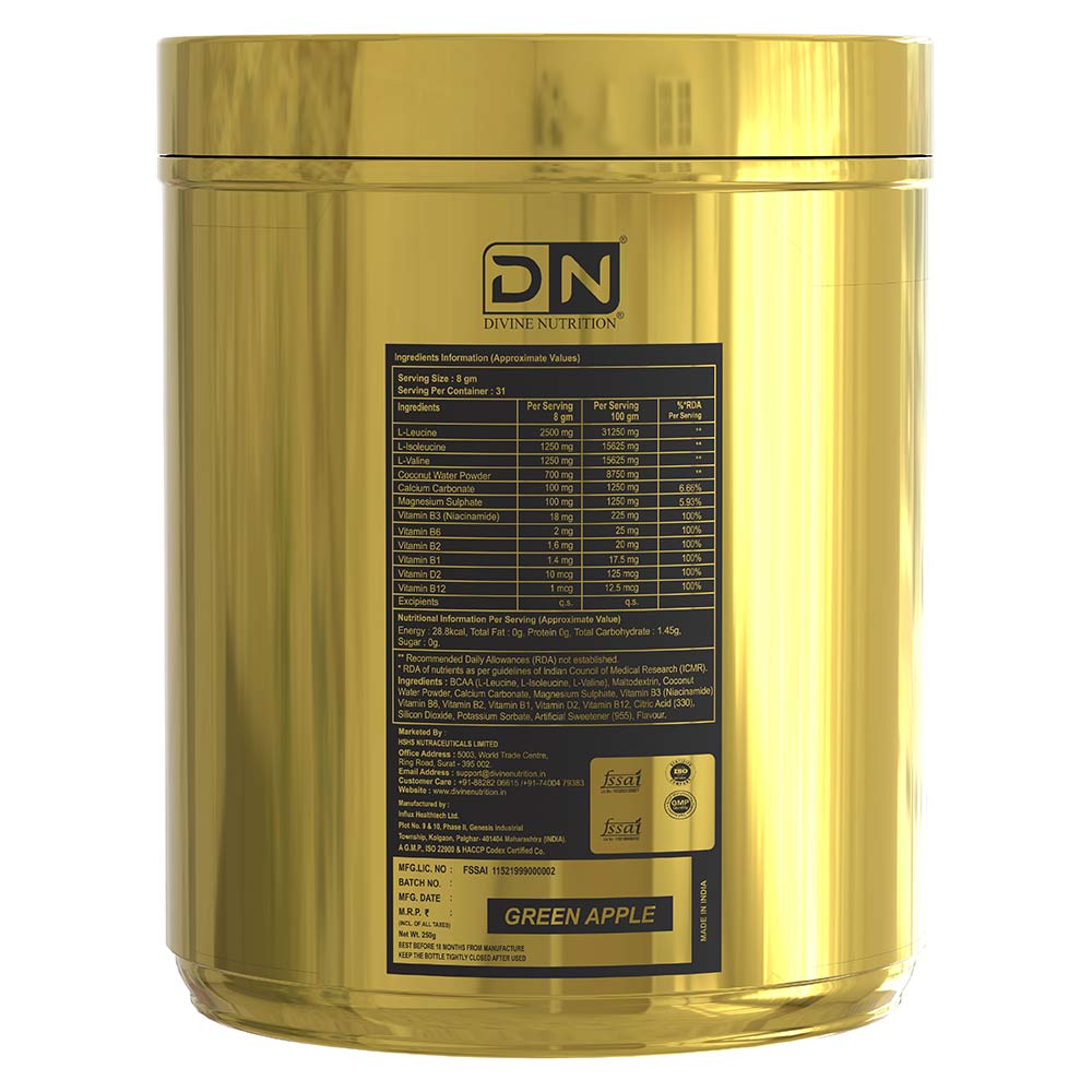 3 - Divine Nutrition Recovery BCAA 2:1:1,  0.55 lb  31 Servings  Green Apple 