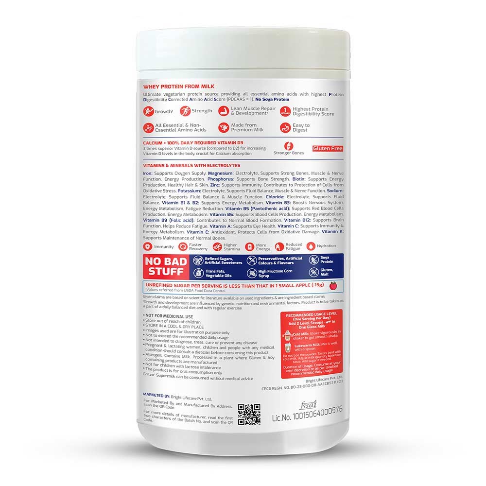 2 - Supermilk Gritzo Overall Growth for Boy 13+ Yrs Protein & Nutrition Drink Mix OP,  400 g  Natural Double Chocolate 