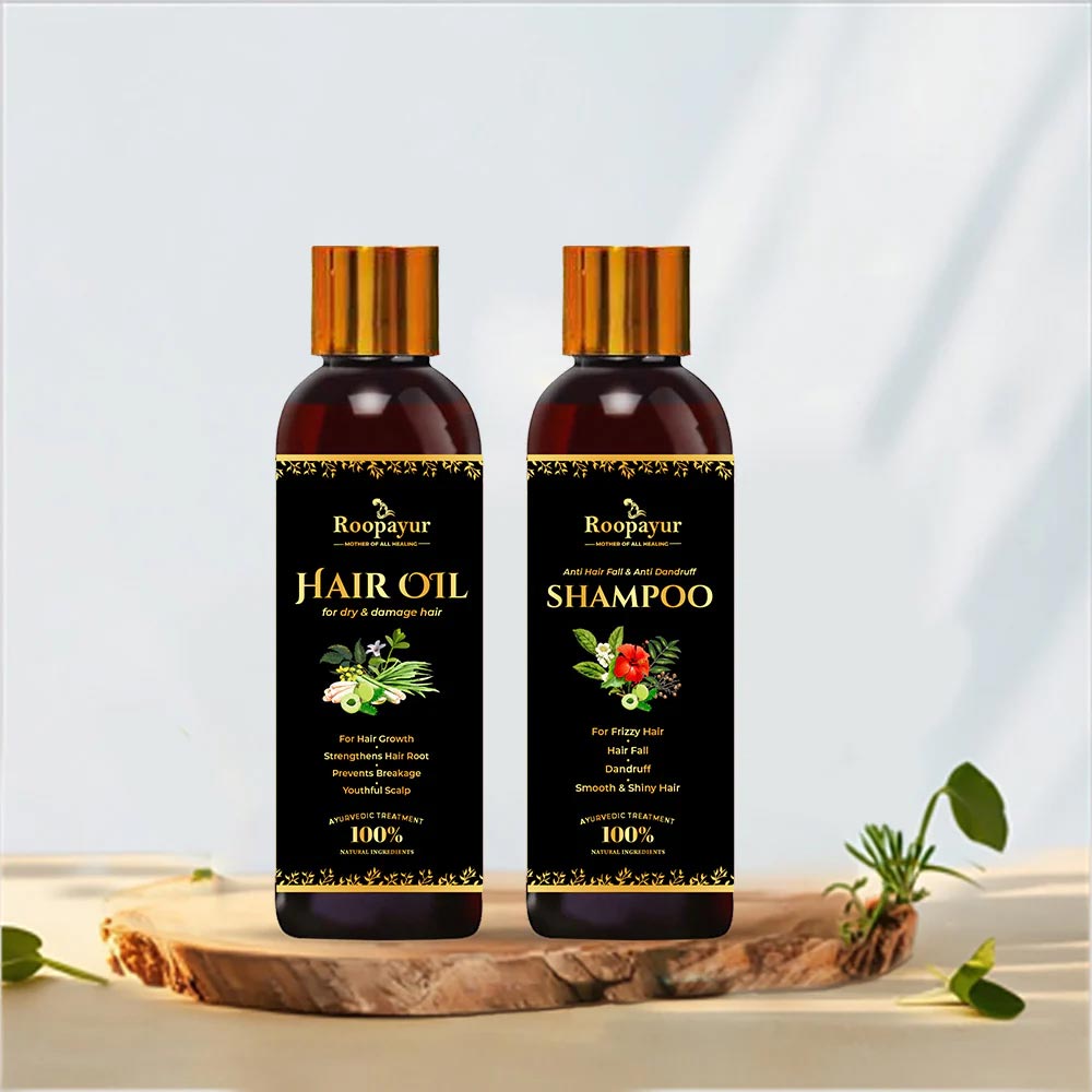 1 - Roopayur Anti Hairfall Combo,  2 Piece(s)/Pack  Hair Oil + Anti Hair fall & Anti Dandruff Shampoo 
