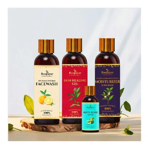 1 - Roopayur Anti Acne Combo,  4 Piece(s)/Pack  Anti Acne & Anti Spot Face Wash + Skin Healing Gel + Anti Acne Serum + Moisturizer Sunscreen 