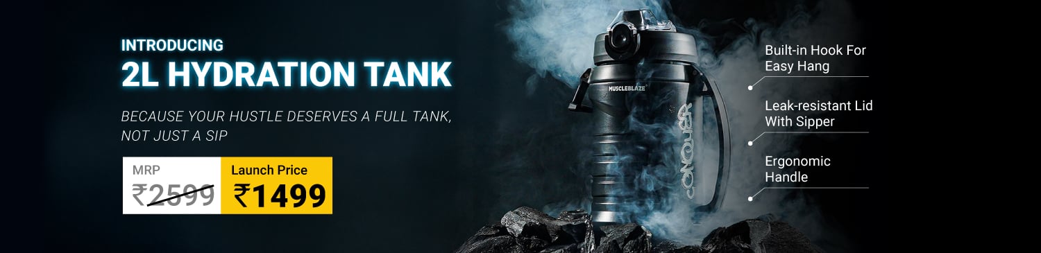 MuscleBlaze Hydration Tank, 2 L, Onyx Black | Launch - 1499