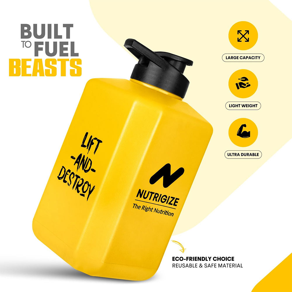2 - GHC Nutrigize Leakproof Gallon Water Bottle with Handle,  Yellow  2 L 