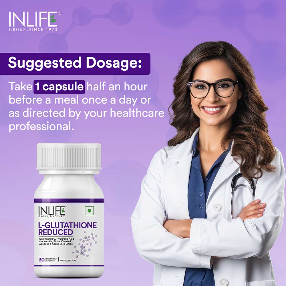 6 - INLIFE Glutathione Reduced with Vitamin C, Milk Thistle,  Unflavoured  30 veggie capsule(s) 
