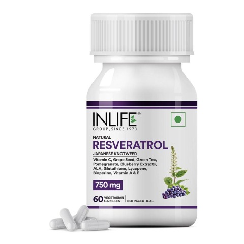 1 - INLIFE Natural Resveratrol 750mg,  60 veggie capsule(s) 