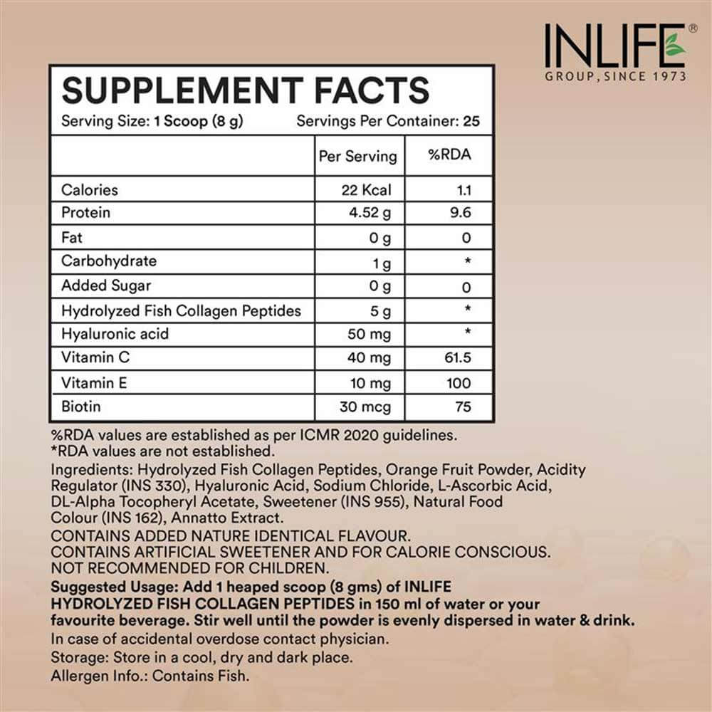 2 - INLIFE Marine Collagen Peptides,  200 g  Orange 