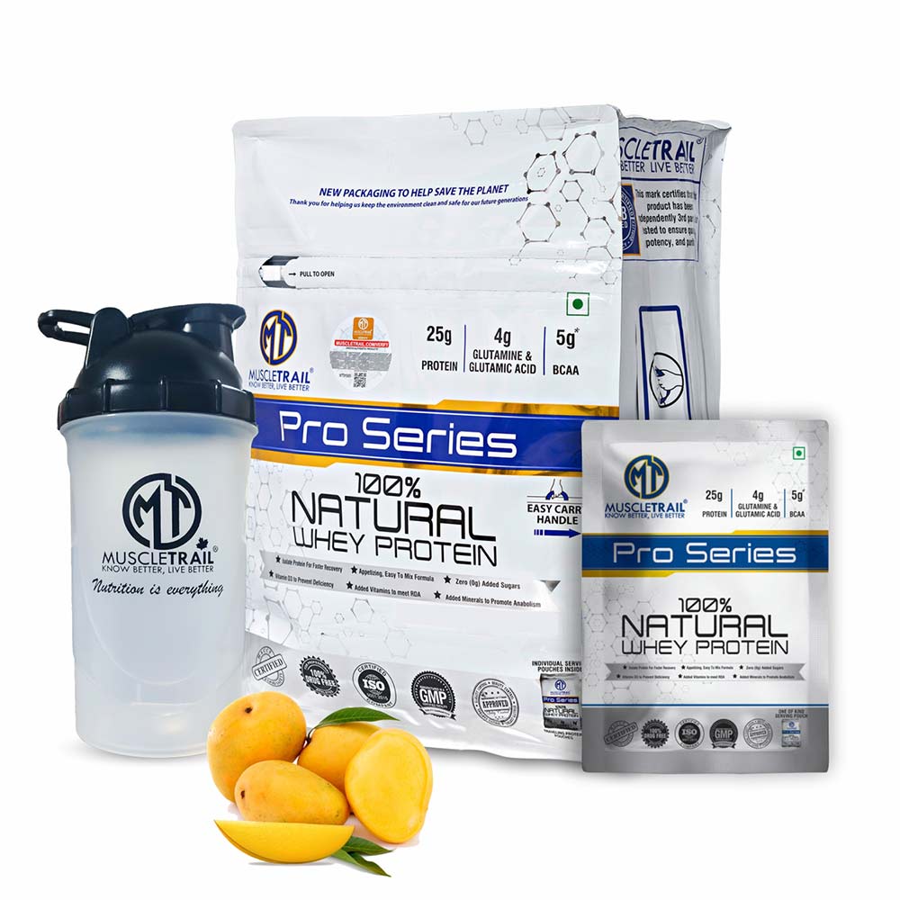 Muscle Trail Pro Series 100% Natural Whey Protein, 50 sachets/pack Mango (with Free Shaker Inside)-image-44