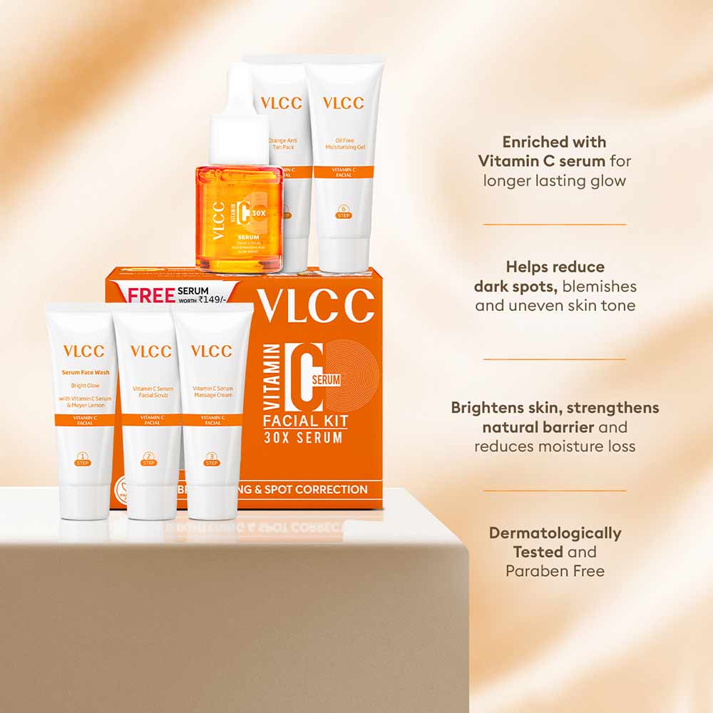 3 - VLCC Vitamin C Facial Kit,  58 g  with Free Vitamin C Serum 