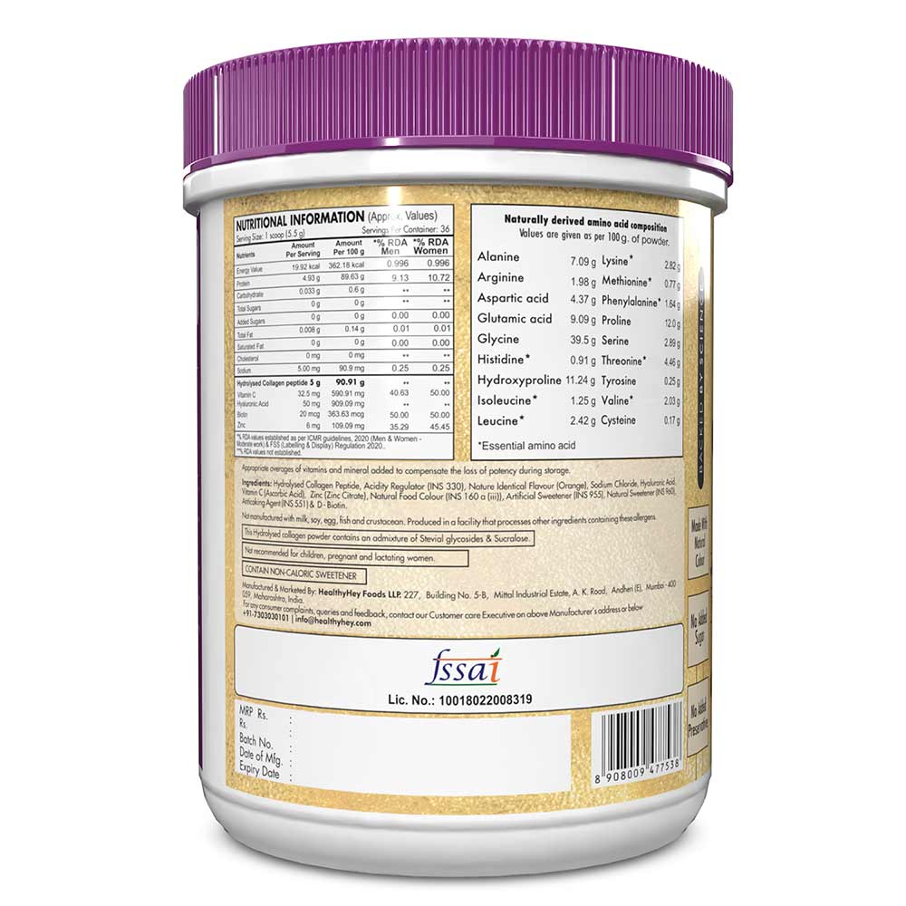 2 - HealthyHey Nutrition Gold Series Hydrolysed Bovine Collagen Type 1 & 3,  200 g  Orange 