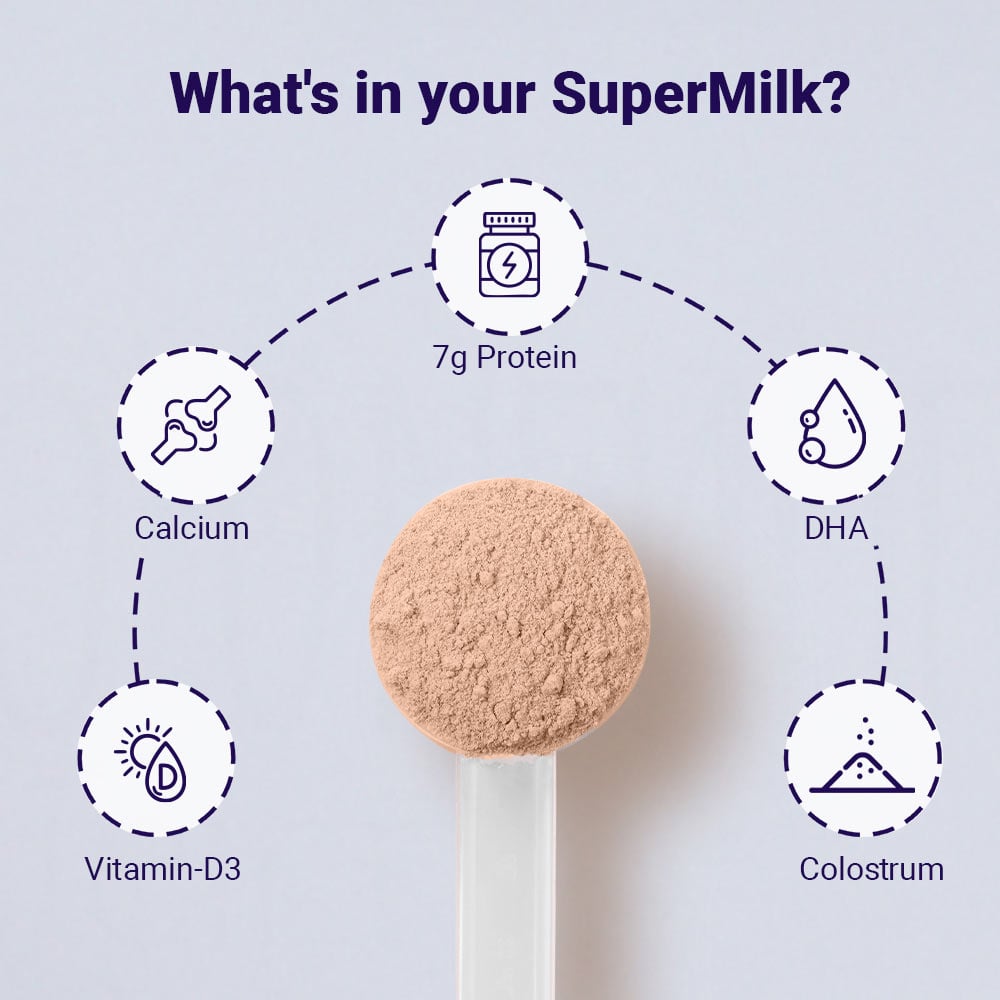 4 - Supermilk Height+ for Boy/Girl 2 to 6 years,  800 g  Double Chocolate  2-6 Yrs  Boy/Girl  Height+  With Unrefined Sugar