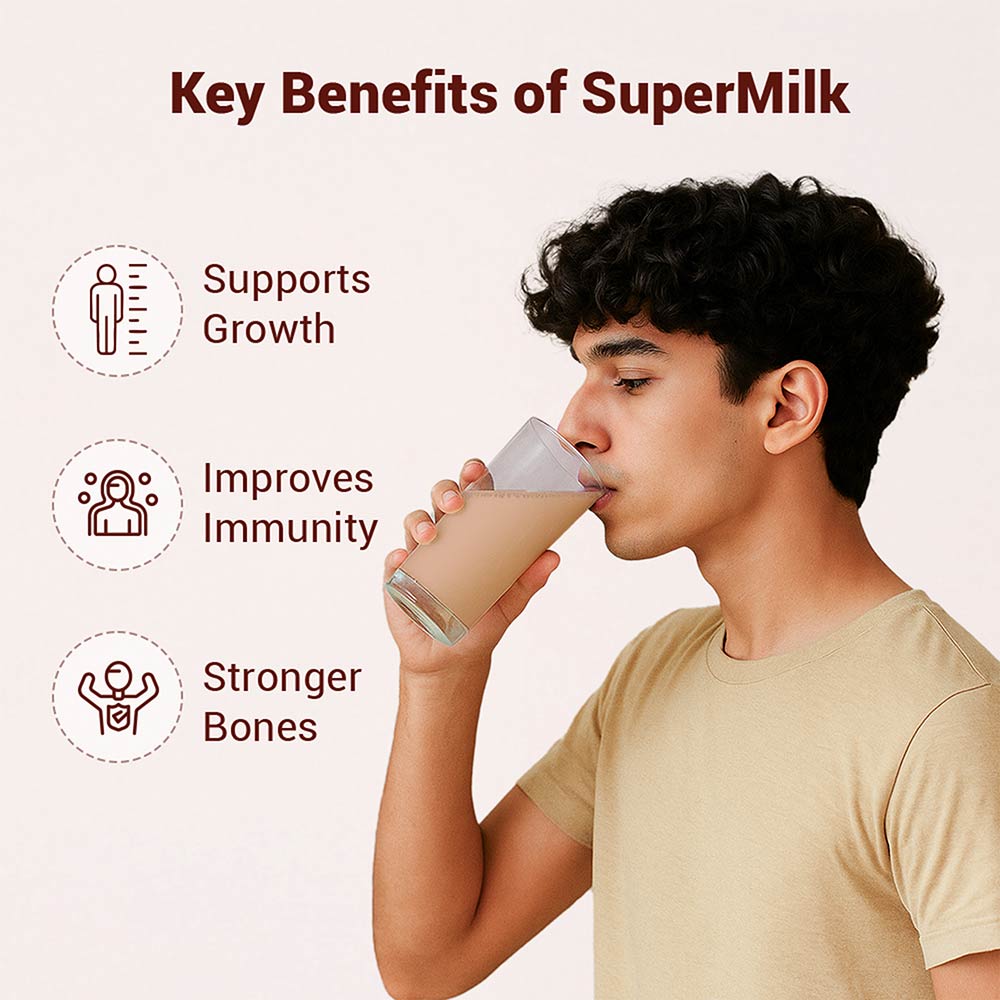 3 - Supermilk Gritzo Overall Growth for Boy 13+ Yrs Protein & Nutrition Drink Mix,  1 kg  Double Chocolate