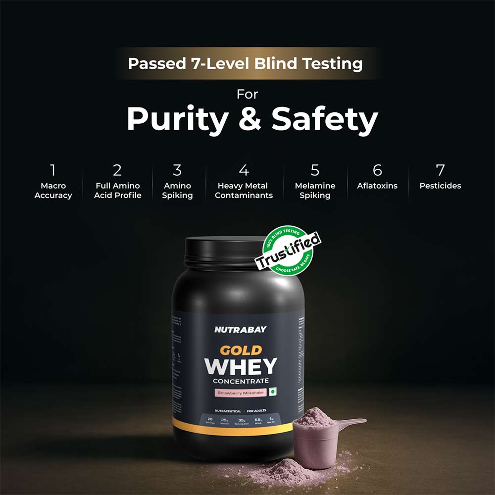 4 - Nutrabay Gold Concentrate Whey Protein,  2.2 lb  Strawberry Milkshake 