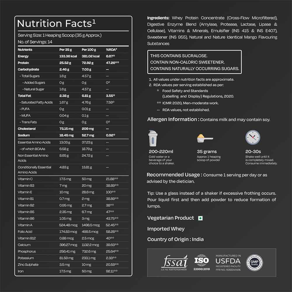 6 - Nutrabay Gold Concentrate Whey Protein,  1.1 lb  Mango 