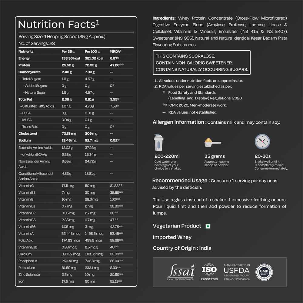 6 - Nutrabay Gold Concentrate Whey Protein,  2.2 lb  Kesar Badam Pista 