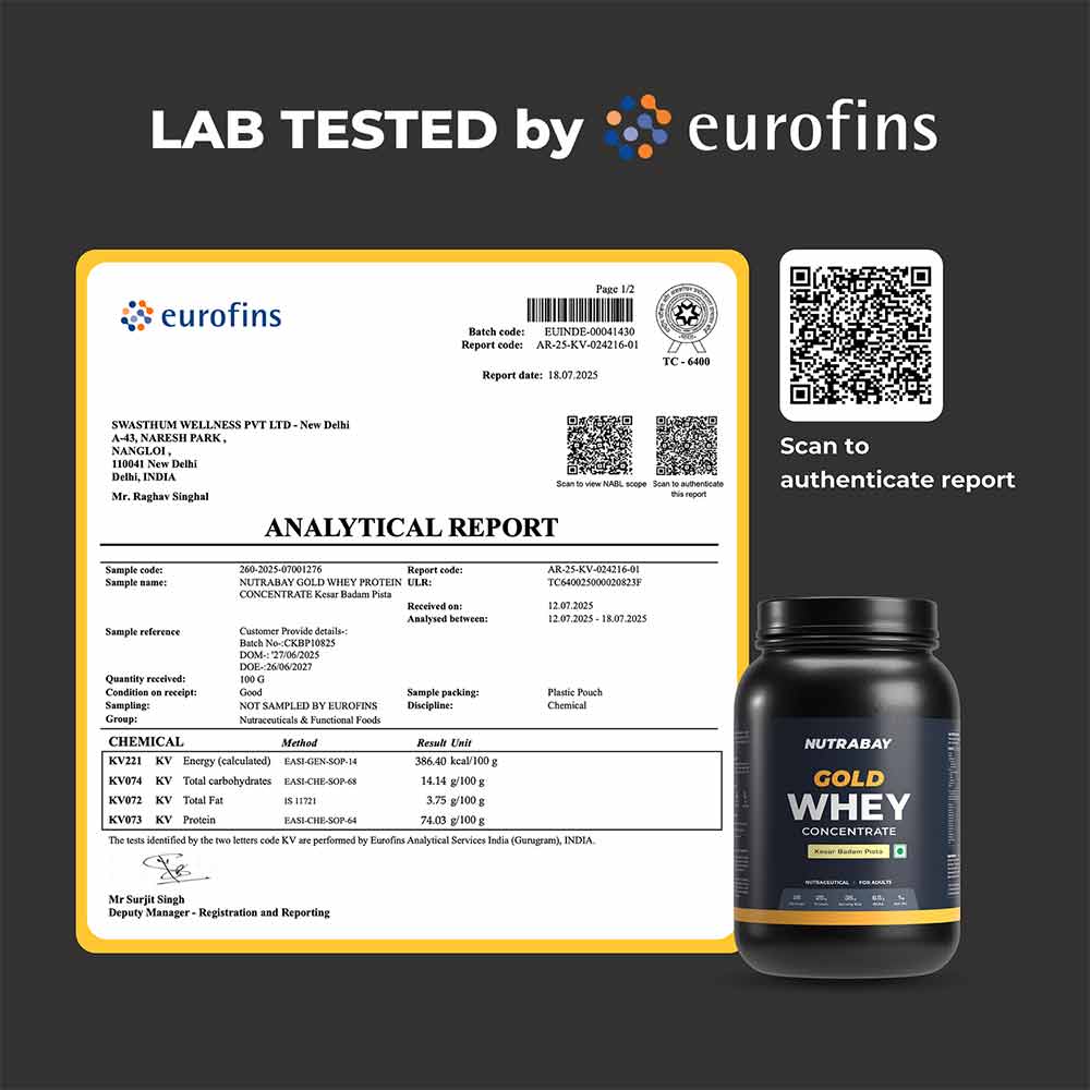 5 - Nutrabay Gold Concentrate Whey Protein,  2.2 lb  Kesar Badam Pista 