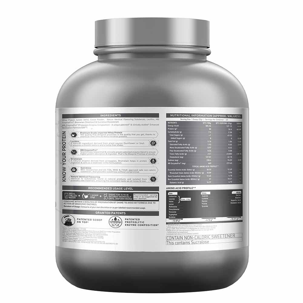 3 - MuscleBlaze Biozyme Iso-Zero Powder,  4.4 lb  Low Carb Swiss Chocolate Hazelnut - Low Sweetness