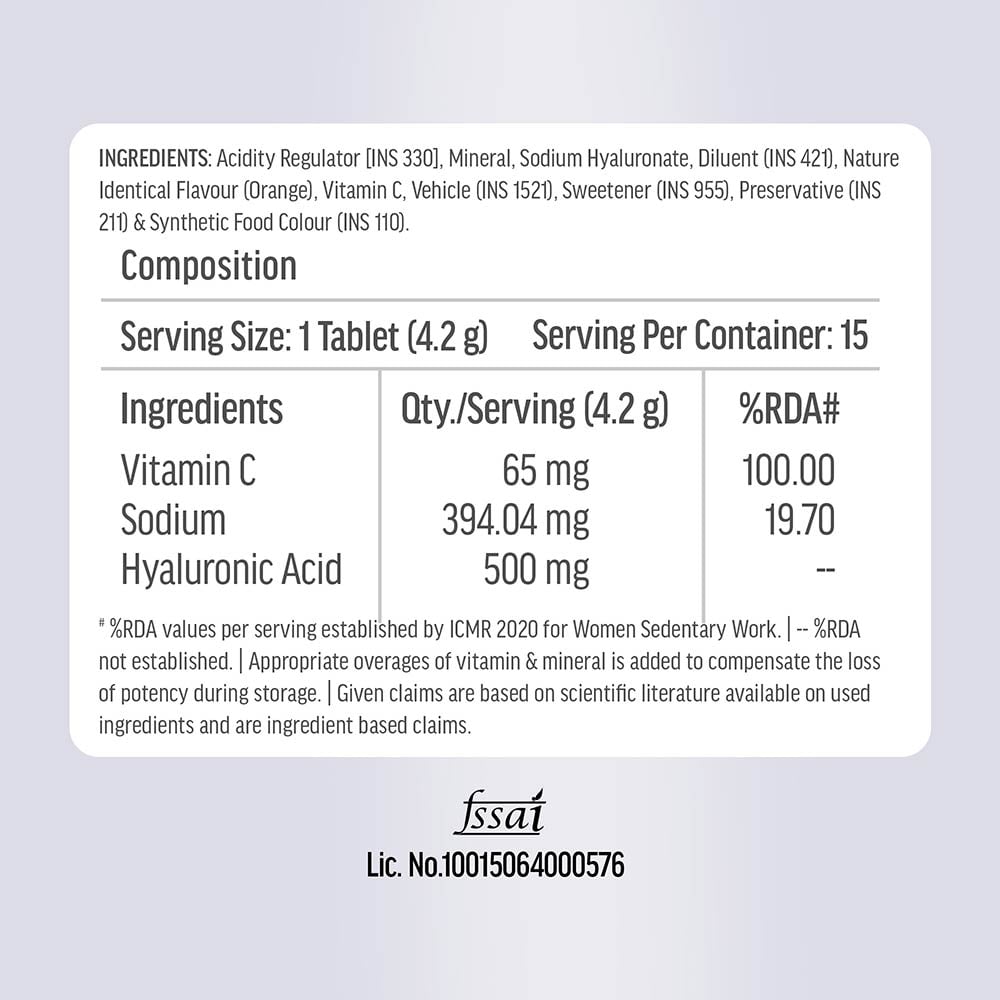 10 - HealthKart HK Vitals Hyaluronic Acid Effervescent,  15 tablet(s)  Orange