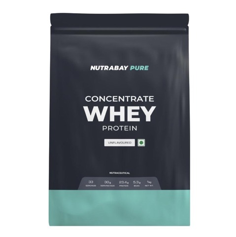 10 - Nutrabay Pure Concentrate Whey Protein,  2.2 lb  Unflavoured 